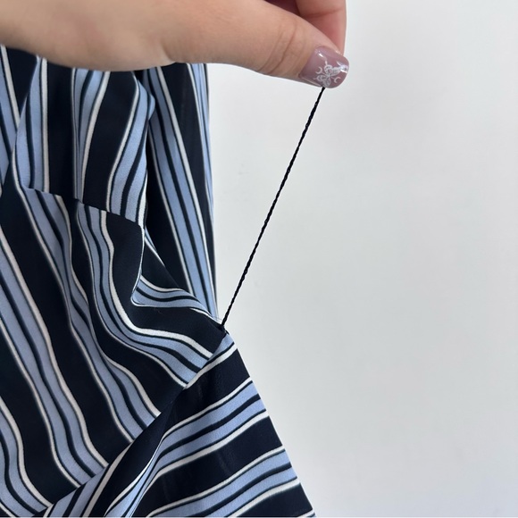 LOFT Striped Wrap Around Blouse Size XSP Blue and White NWT - Picture 8 of 9